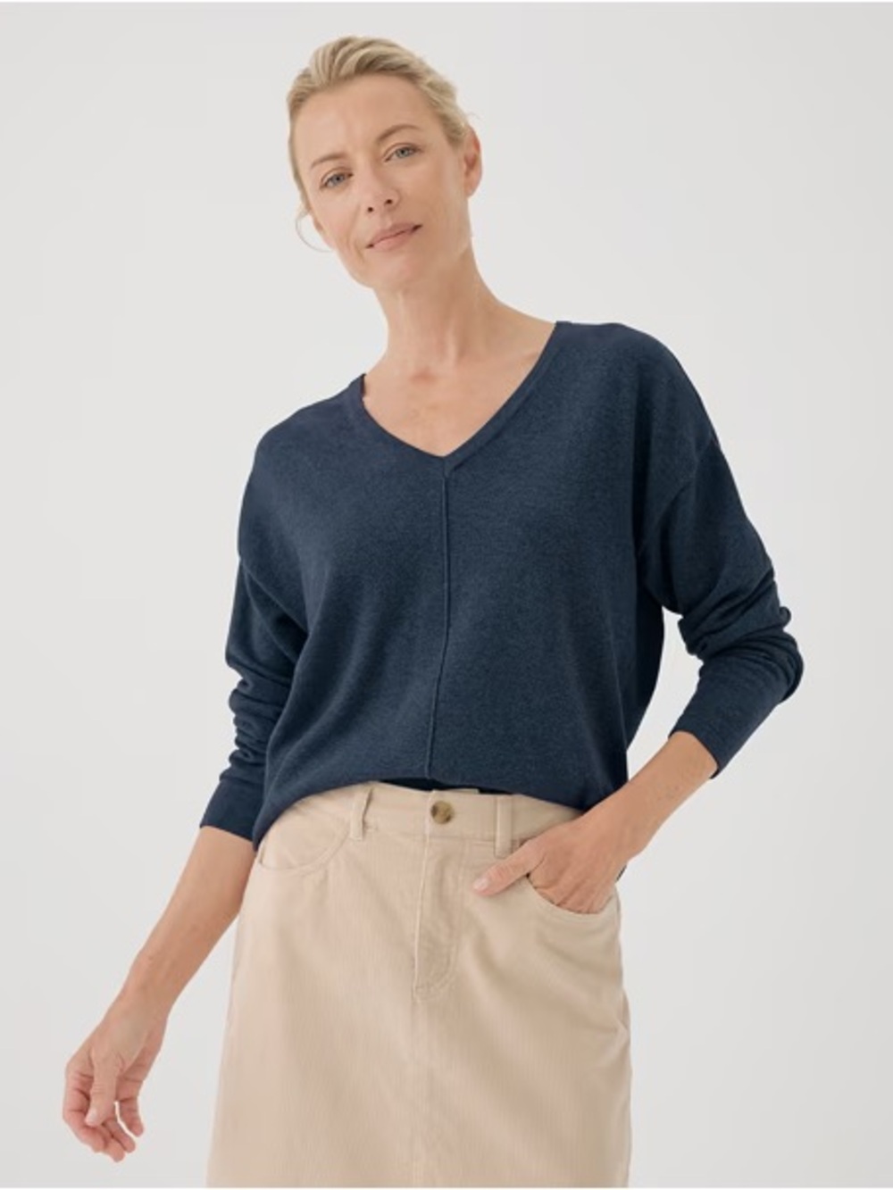 Pact Women's Classic Organic Cotton Fine Knit Relaxed Sweater, French Navy, L 🧵